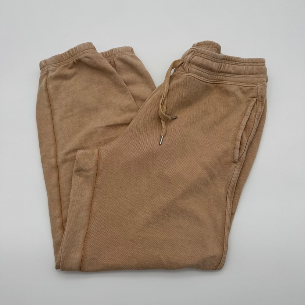 Aerie Womens Tan Orange Fleece Lined High Waisted Jogger Sweatpants Size Medium